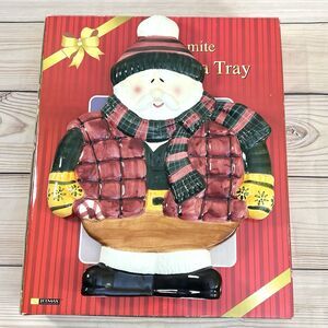 Vintage Dolomite 14.5" Santa Claus Tray Ceramic Reto Christmas Cookie Plate Dish